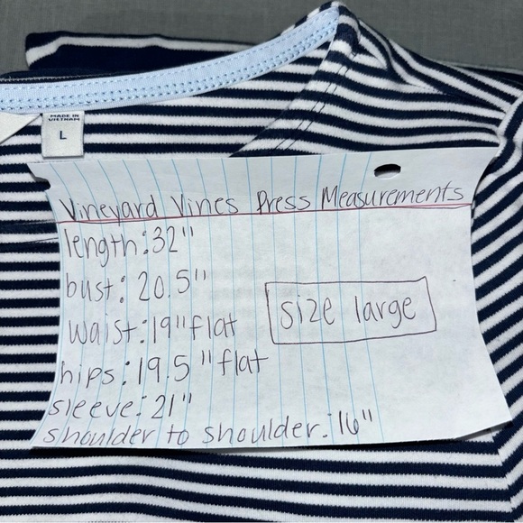 Vineyard Vines Navy White Stripe Cotton Nautical Dress Size Large - Picture 11 of 11